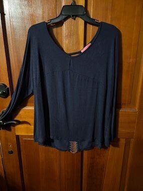 Deep Navy Long Sleeve Scoop Neck Top